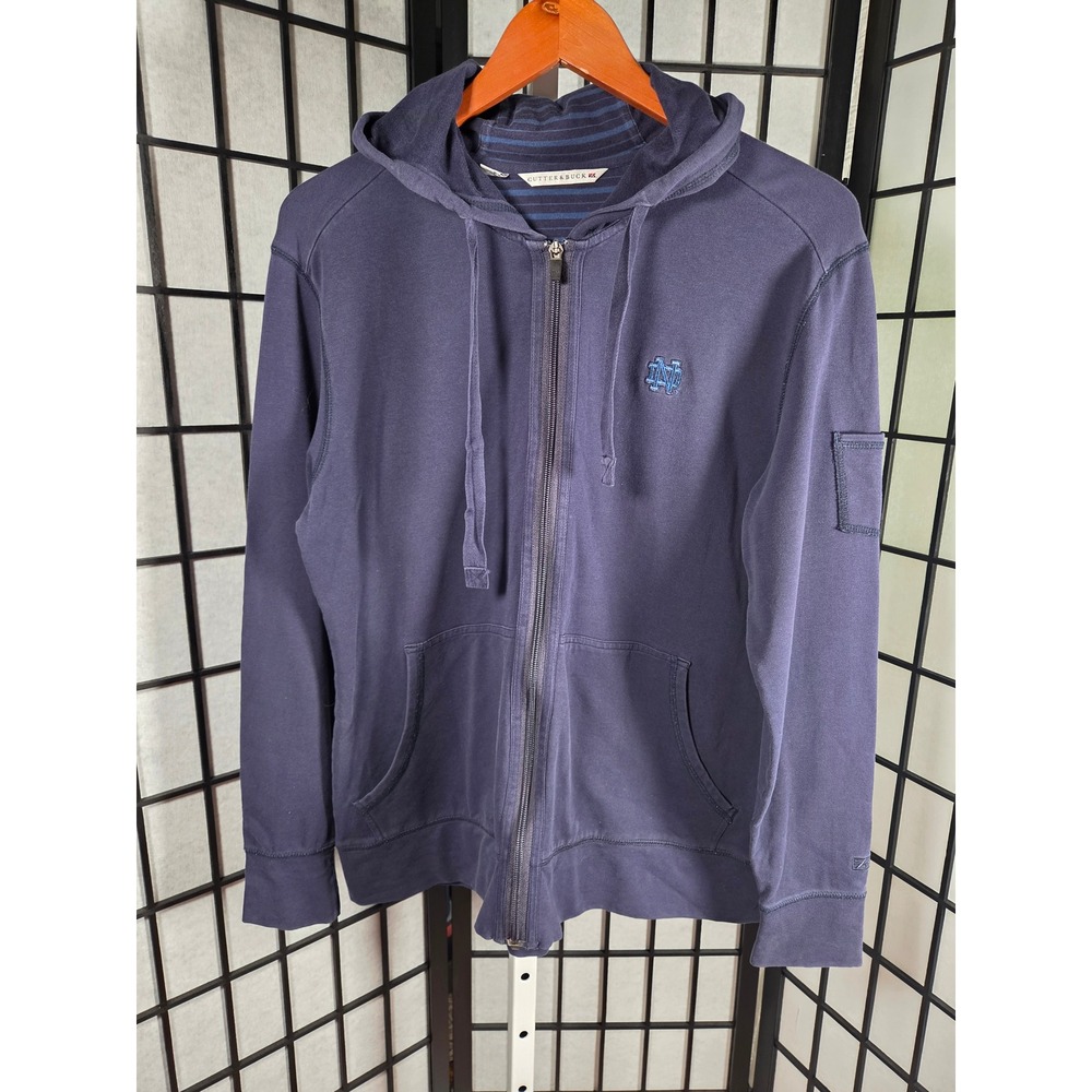 Cutter & Buck Notre Dame Fighting Irish Navy Blue Full Zip Hoodie Sweatshirt XL
